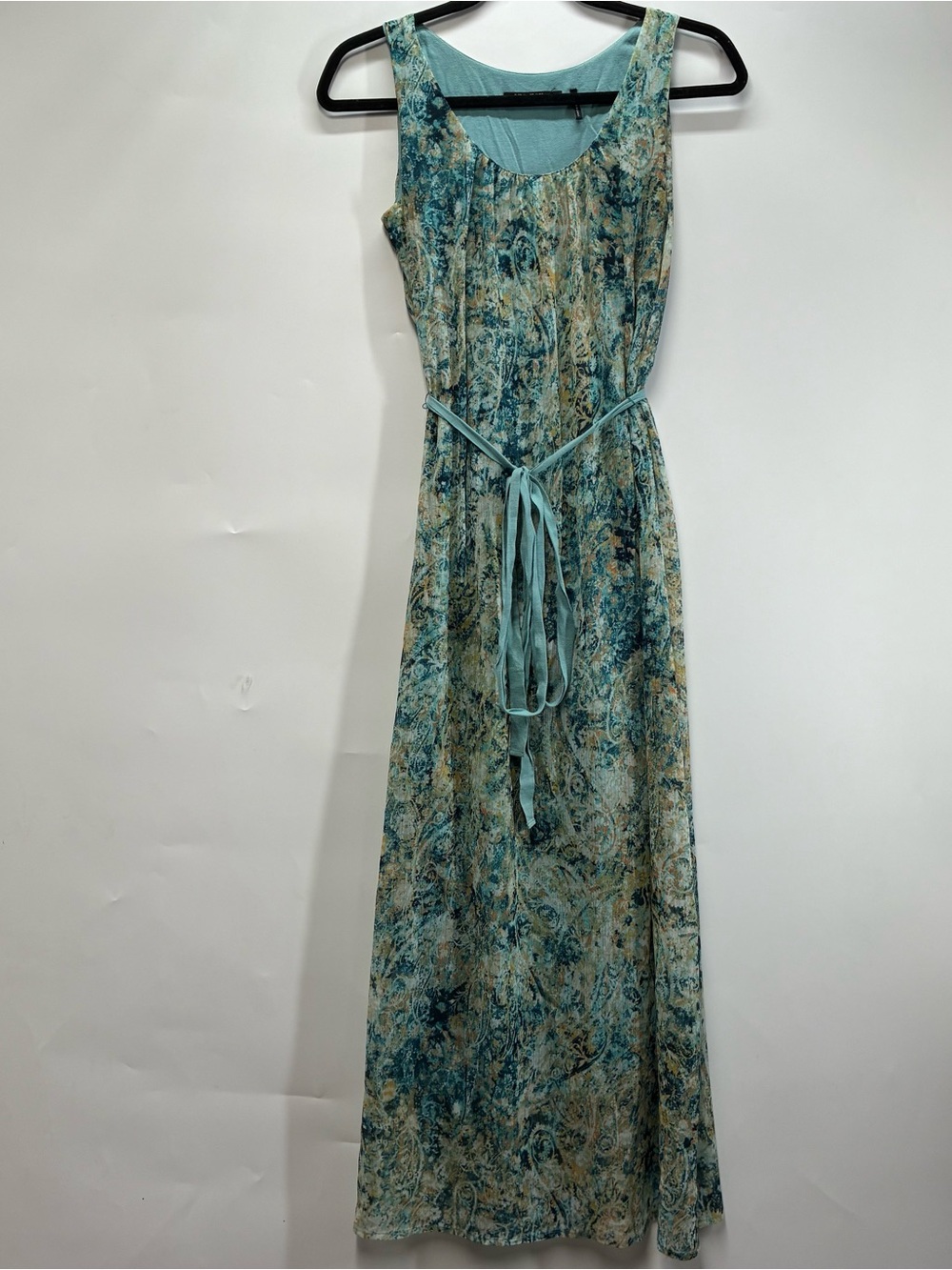 Nic+Zoe Small Blue Paisley Belt Sleeveless Maxi Dress Fairy Coastal Beach Resort